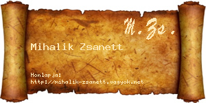 Mihalik Zsanett névjegykártya